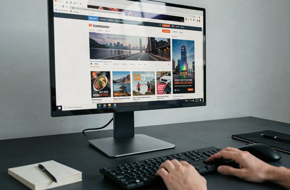 Gros plan d'un écran d'ordinateur affichant différents formats de publicités sur un site web